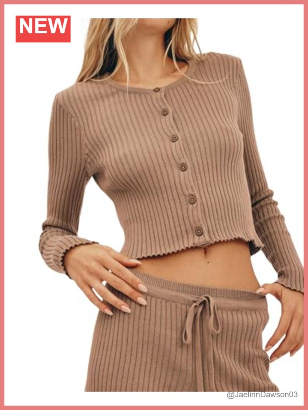 Organic Cotton Cropped Long Sleeve Button Cardigan Ribbed Knit